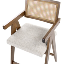 Beliani Set Of 2 Bar Chairs Ava Wood Brown/ Light Beige - thumbnail 8