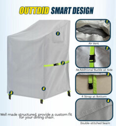 Waterproof Protective Cover For Stackable Garden Chairs, Outdoor Balcony Chair In 420D Oxford Fabric, 71X91X120Cm - thumbnail 2