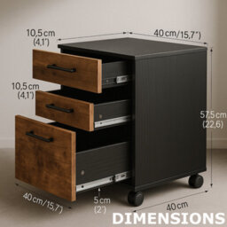 Rafaelo Mobilia 3 Drawer Filing Storage Cabinet Home Office - thumbnail 9