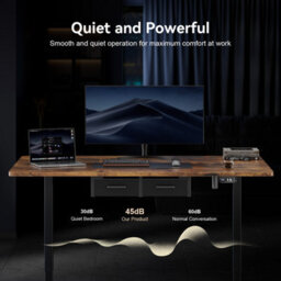 Electric Standing Desk With Power Outlets, 200 X 80 Cm Sit Stand Desk With 2 Drawers, Usb Ports,height Adjustable, Brown - thumbnail 8