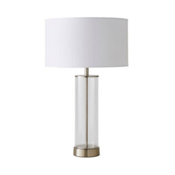 Valuelights Balan Brushed Chrome Table Lamp With White Drum Shade - thumbnail 2