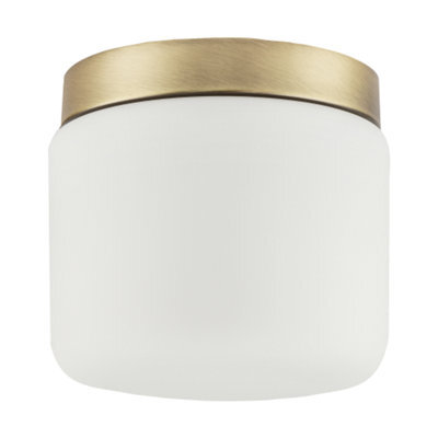 Happy Homewares Modern Bathroom Led Ceiling Light In Antique Brass With Glass Shade - image 1