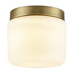 Happy Homewares Modern Bathroom Led Ceiling Light In Antique Brass With Glass Shade - thumbnail 2