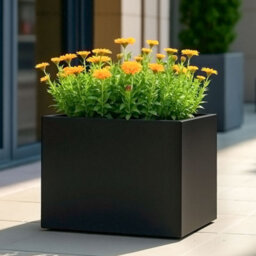 Idealist™ 50Cm Planter Garden Trough, Black Reinforced Stone Narrow Rectangular Planter, Outdoor Plant Pot H40 L50 W20 Cm, 40L - thumbnail 9