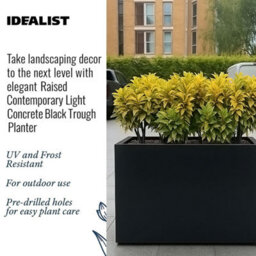 Idealist™ 50Cm Planter Garden Trough, Black Reinforced Stone Narrow Rectangular Planter, Outdoor Plant Pot H40 L50 W20 Cm, 40L - thumbnail 4