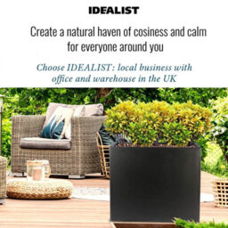 Idealist™ 50Cm Planter Garden Trough, Black Reinforced Stone Narrow Rectangular Planter, Outdoor Plant Pot H40 L50 W20 Cm, 40L - thumbnail 8