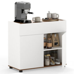 Gainoom White Sideboard Buffet Cabinet With Storage Wooden Coffee Bar Station Table With 1 Drawer & 2 Doors - thumbnail 9