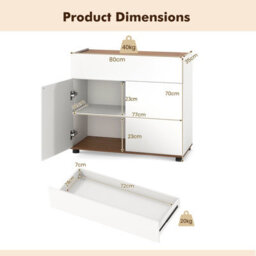 Gainoom White Sideboard Buffet Cabinet With Storage Wooden Coffee Bar Station Table With 1 Drawer & 2 Doors - thumbnail 2