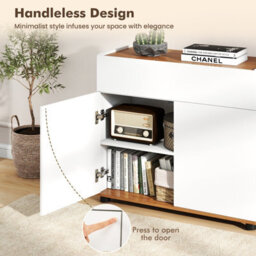 Gainoom White Sideboard Buffet Cabinet With Storage Wooden Coffee Bar Station Table With 1 Drawer & 2 Doors - thumbnail 6