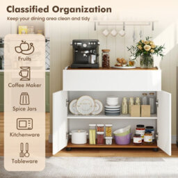 Gainoom White Sideboard Buffet Cabinet With Storage Wooden Coffee Bar Station Table With 1 Drawer & 2 Doors - thumbnail 5