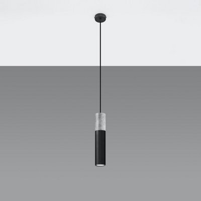 Sollux Lighting Borgio Concrete & Steel Black 1 Light Classic Pendant Ceiling Light - image 1
