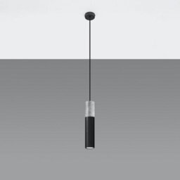 Sollux Lighting Borgio Concrete & Steel Black 1 Light Classic Pendant Ceiling Light - thumbnail 1