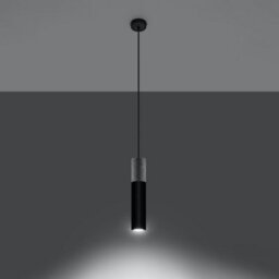 Sollux Lighting Borgio Concrete & Steel Black 1 Light Classic Pendant Ceiling Light - thumbnail 2