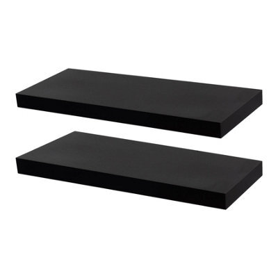 Harbour Housewares 60Cm Floating Wall Shelves- Black - Photo Gallery Bookshelf Wall Shelves For Storage & Display - Set Of 2 - image 1