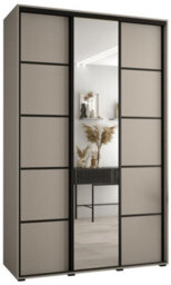 Arte Dakota V Sleek Cashmere Sliding Door Wardrobe 1600mm H2350mm D600mm - Three Doors, One Mirrored, Two Hanging Rails, Six Shelves - thumbnail 1