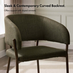 Vonhaus Dining Chairs Set Of 4, Upholstered Green Kitchen Chairs With Metal Legs, Cushioned Linen Effect For Dining Room, Oxford - thumbnail 4