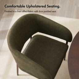 Vonhaus Dining Chairs Set Of 4, Upholstered Green Kitchen Chairs With Metal Legs, Cushioned Linen Effect For Dining Room, Oxford - thumbnail 5