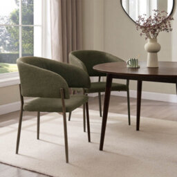 Vonhaus Dining Chairs Set Of 4, Upholstered Green Kitchen Chairs With Metal Legs, Cushioned Linen Effect For Dining Room, Oxford - thumbnail 3