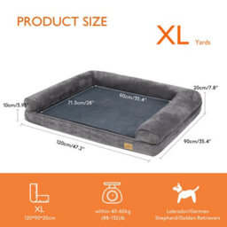 Bingopaw Xl Orthopedic Memory Foam Dog Bed Waterproof Pet Sofa Couch Removable Cover 120 X 90 X 20 Cm - thumbnail 4