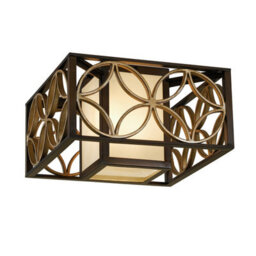 Elegant 2 Bulb Flush Mount Light In Heritage Bronze And Parissiene Gold Finish