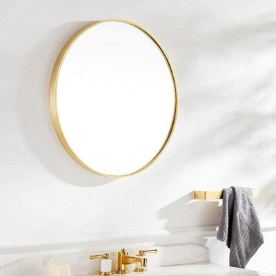 Aspect Furniture Studio Round Wood Accent Wall Mirror/vanity Mirror/bathroom Mirror,gold - image 1