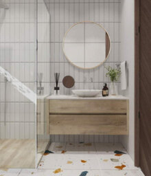 Aspect Furniture Studio Round Wood Accent Wall Mirror/vanity Mirror/bathroom Mirror,gold - thumbnail 3