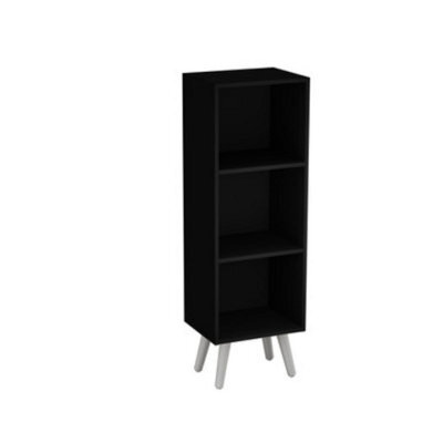 Urbn-Living Urbnliving 80Cm Height 3 Tier Black Wooden Storage Cube Bookcase Scandinavian Style White Legs - image 1