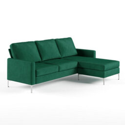 Novogratz Chapman Sectional Sofa In Velvet Green - thumbnail 2