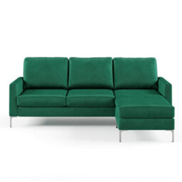Novogratz Chapman Sectional Sofa In Velvet Green - thumbnail 1