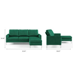 Novogratz Chapman Sectional Sofa In Velvet Green - thumbnail 5