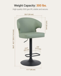 Hnnhome Embrace Faux Leather Swivel Breakfast Kitchen Bar Stool (Green) - thumbnail 3