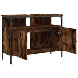 Berkfield Bathroom Sink Cabinet Smoked Oak 80X30X60 Cm Engineered Wood - thumbnail 6