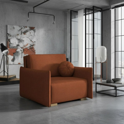 Armchair Viva Glov I With Sleep Function Storage Chipboard Foam Sinuous Spring Wooden Frame 104X98X85Cm Orange - image 1