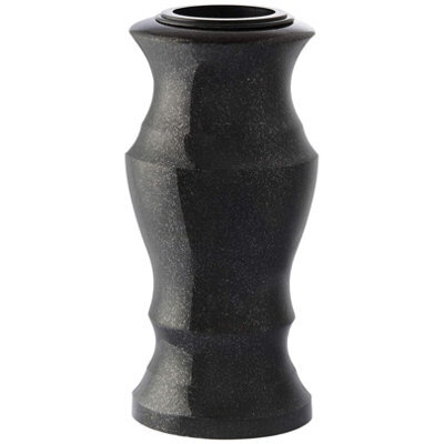 Novecrafto Granite Memorial Vase For Flowers - 30Cm Tall, Solid Black Stone Round Vase With Insert Grid For Cemetery, Grave Or Garden Use - image 1
