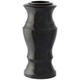 Novecrafto Granite Memorial Vase For Flowers - 30Cm Tall, Solid Black Stone Round Vase With Insert Grid For Cemetery, Grave Or Garden Use - thumbnail 1
