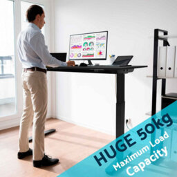Dellonda Black Electric Adjustable Office Standing Desk, Quiet & Fast 1200X600mm - thumbnail 3