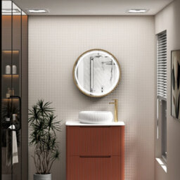 Royal Bathrooms Avenza 600 X 600mm Brushed Brass Frontlit Led Cabinet Illuminated Bathroom Mirror With Demister Pad & Touch Sensor - thumbnail 3