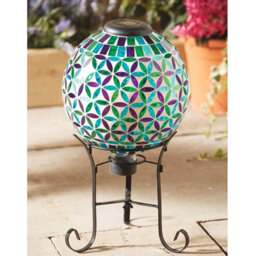Illuminated Glass Globe Light & Metal Stand - Solar Powered Led Outdoor Garden Patio Lighting Decoration - H43.5 X 24Cm Diameter - thumbnail 3
