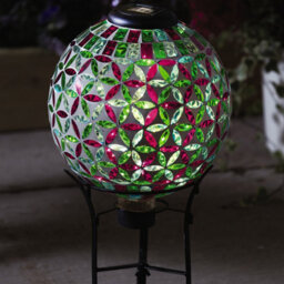 Illuminated Glass Globe Light & Metal Stand - Solar Powered Led Outdoor Garden Patio Lighting Decoration - H43.5 X 24Cm Diameter - thumbnail 2