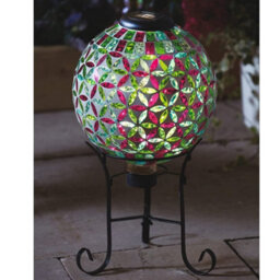 Illuminated Glass Globe Light & Metal Stand - Solar Powered Led Outdoor Garden Patio Lighting Decoration - H43.5 X 24Cm Diameter - thumbnail 4
