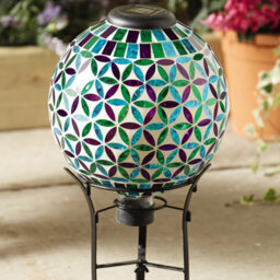 Illuminated Glass Globe Light & Metal Stand - Solar Powered Led Outdoor Garden Patio Lighting Decoration - H43.5 X 24Cm Diameter - thumbnail 1