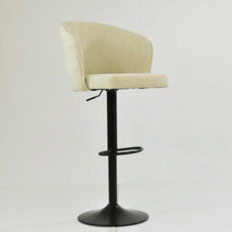 Lakeland Furniture Novara Natural Cream Fabric Black Gas Lift Base Bar Stool - thumbnail 4