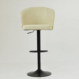 Lakeland Furniture Novara Natural Cream Fabric Black Gas Lift Base Bar Stool - thumbnail 3
