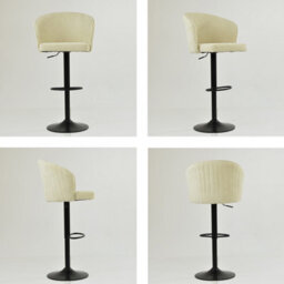 Lakeland Furniture Novara Natural Cream Fabric Black Gas Lift Base Bar Stool - thumbnail 2
