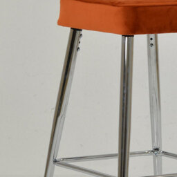 Lakeland Furniture Swan Burnt Orange Velvet Chrome Fixed Leg Base Bar Stool - thumbnail 5