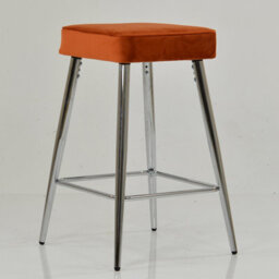 Lakeland Furniture Swan Burnt Orange Velvet Chrome Fixed Leg Base Bar Stool - thumbnail 4