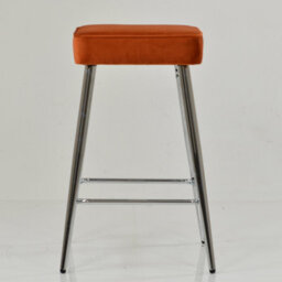 Lakeland Furniture Swan Burnt Orange Velvet Chrome Fixed Leg Base Bar Stool - thumbnail 3