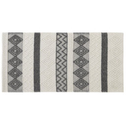 Beliani Handwoven Geometric Area Rug 80 X 150 Cm Beige And Grey Wool Blend - thumbnail 1