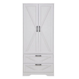Living And Home 2-Door White Bedroom Wardrobe With Drawers 166Cm H - thumbnail 3