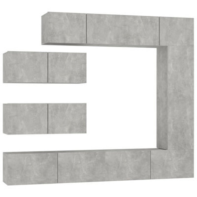 Berkfield Classic 7 Piece Tv Cabinet Set Concrete Grey Engineered Wood - image 1